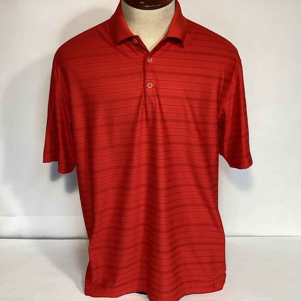 Nike Golf Red Striped golf polo shirt Dri-fit Men’s size large